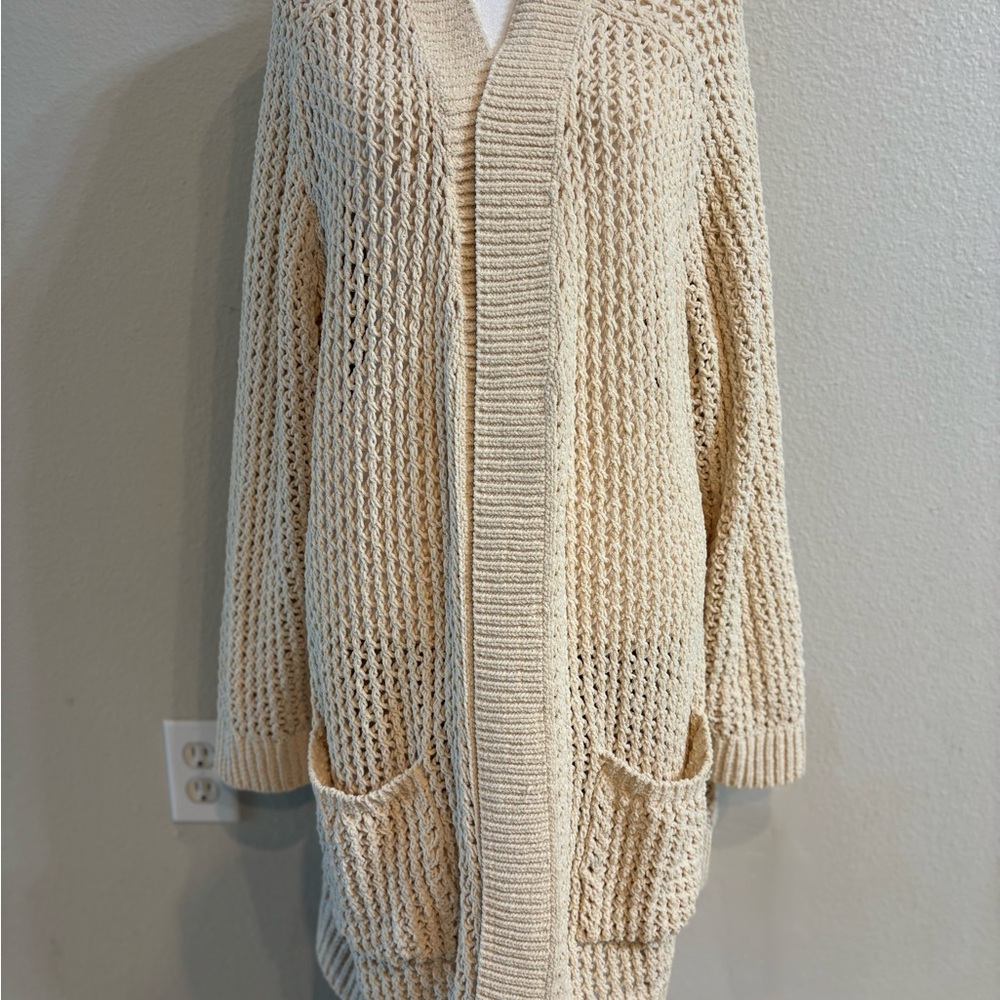 Ava & Viv Cream Open Front Cardigan Sweater